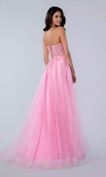 Shiny sequined lace embroidery V-neck tight corset lace up backless Prom Dresses