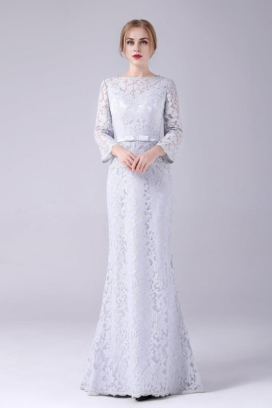 Lace Sheath Long Sleeves Floor Length Mother of the Bride Dress