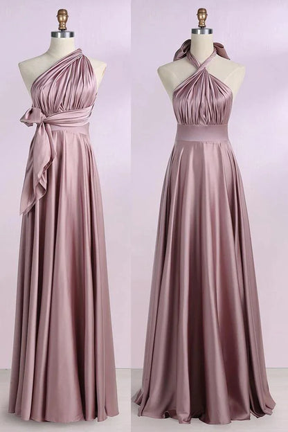 Minimalist New Open Back Satin Long Bridesmaid Wedding Evening Dress