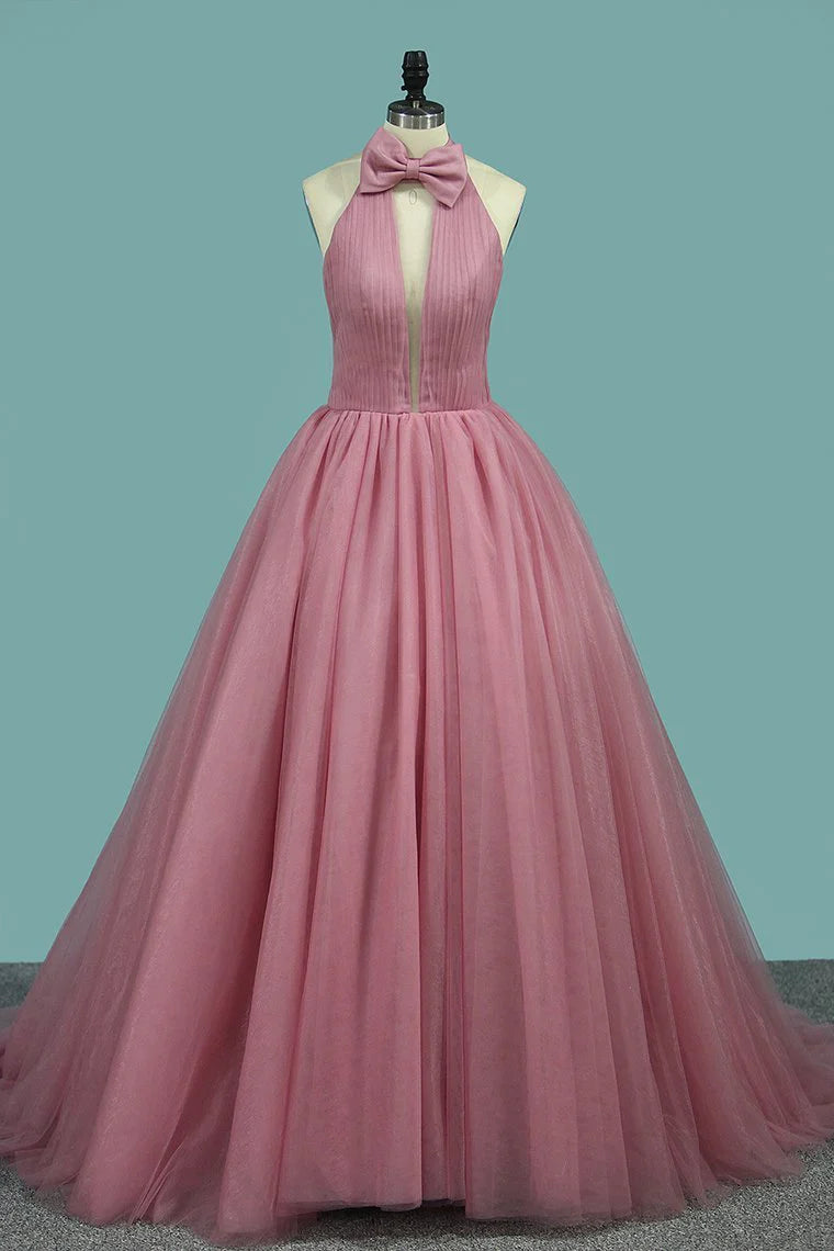 Minimalist style party dress with high neckline A-line sweep newly arrived