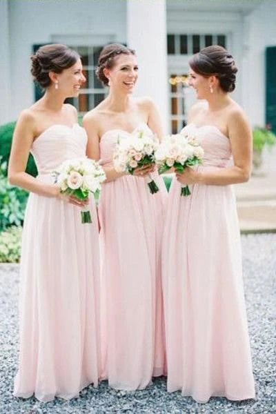Sweetheart Chiffon Pleated Pink Long Bridesmaid Dress Bridesmaid DressSweetheart Chiffon Pleated Pink Long Bridesmaid Dress Bridesmaid Dress