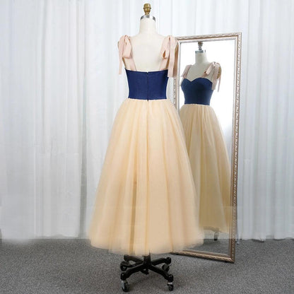 Simple and Sweet Italian Noodle Dress with Thin Gauze Tea Long Evening Dress