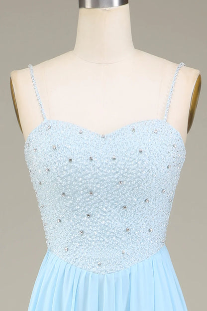 A-Line Chiffon Long Bridesmaid Dress With Beading