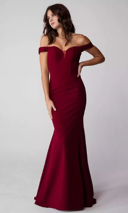 Soft off shoulder long knit heart-shaped neckline mermaid skirt perfectly blends elegance and sexiness Prom Dresses