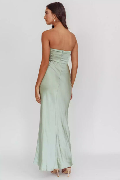 Soft strapless, extra long bust, unlined, invisible back zipper Bridesmaid Dresses