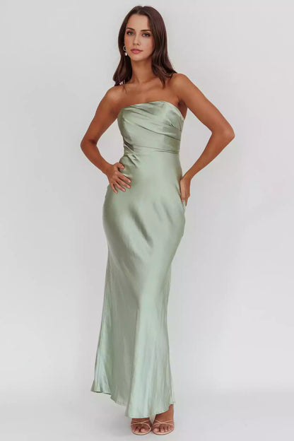 Soft strapless, extra long bust, unlined, invisible back zipper Bridesmaid Dresses