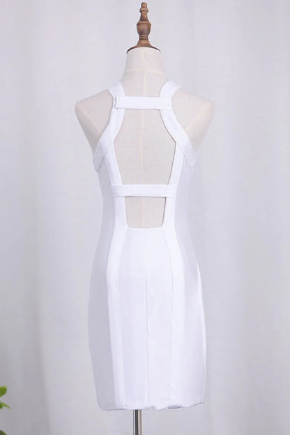 Elegant Shoulderless Luxury White Dress Backless Short/Mini Cover