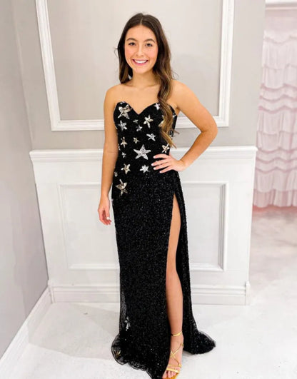 Sparkling slim fit sexy sequin sweetheart jacket dance long dress