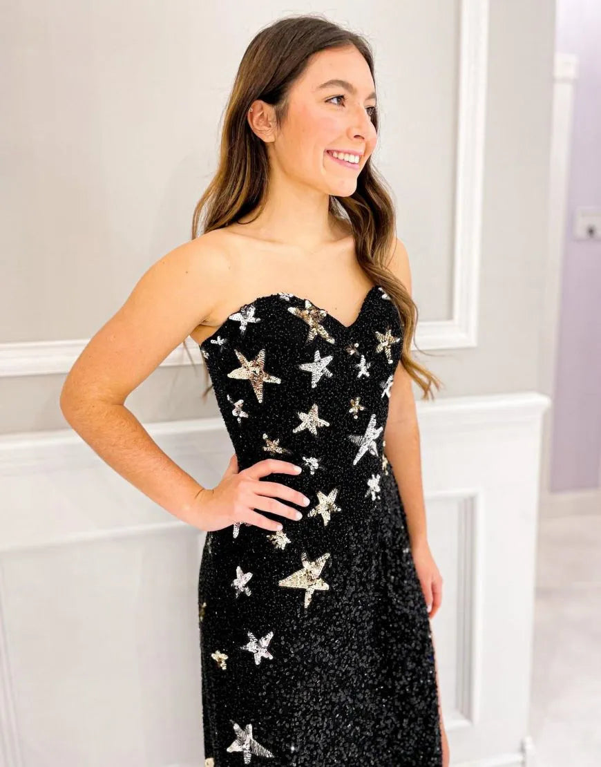 Sparkling slim fit sexy sequin sweetheart jacket dance long dress