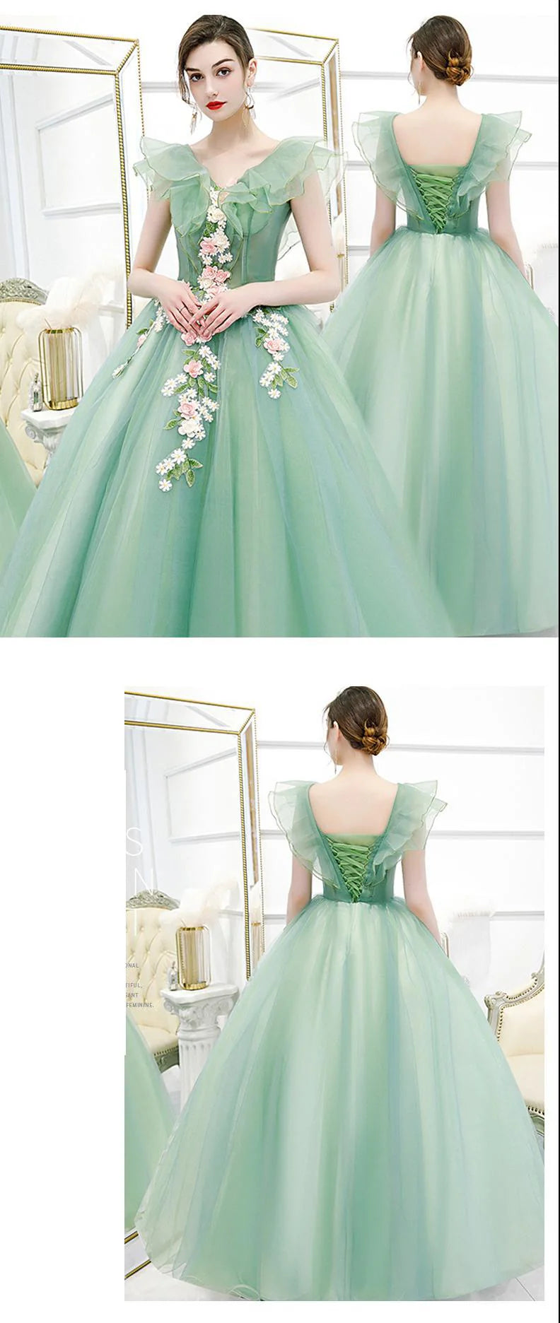 Amazing Off the Shoulder Ball Dress Tulle 3D Flower Ball Dress