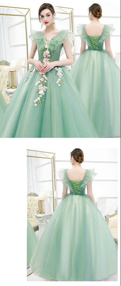 Amazing Off the Shoulder Ball Dress Tulle 3D Flower Ball Dress