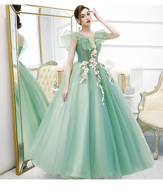 Amazing Off the Shoulder Ball Dress Tulle 3D Flower Ball Dress