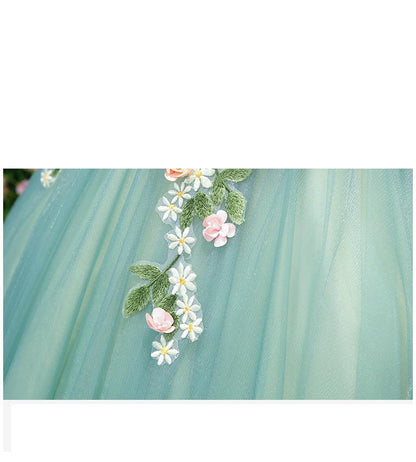 Amazing Off the Shoulder Ball Dress Tulle 3D Flower Ball Dress