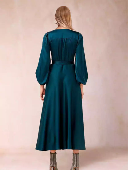 Stunning A-line/Princess V-neck seven quarter sleeves wrapped in elastic satin and ankle Mother of the Bride Dresses