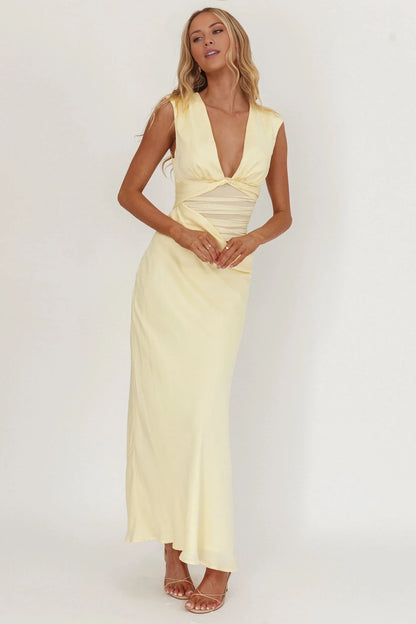 Stunning Transparent Waist Perspective Ruffle Waist Extra Long Bridesmaid Dress