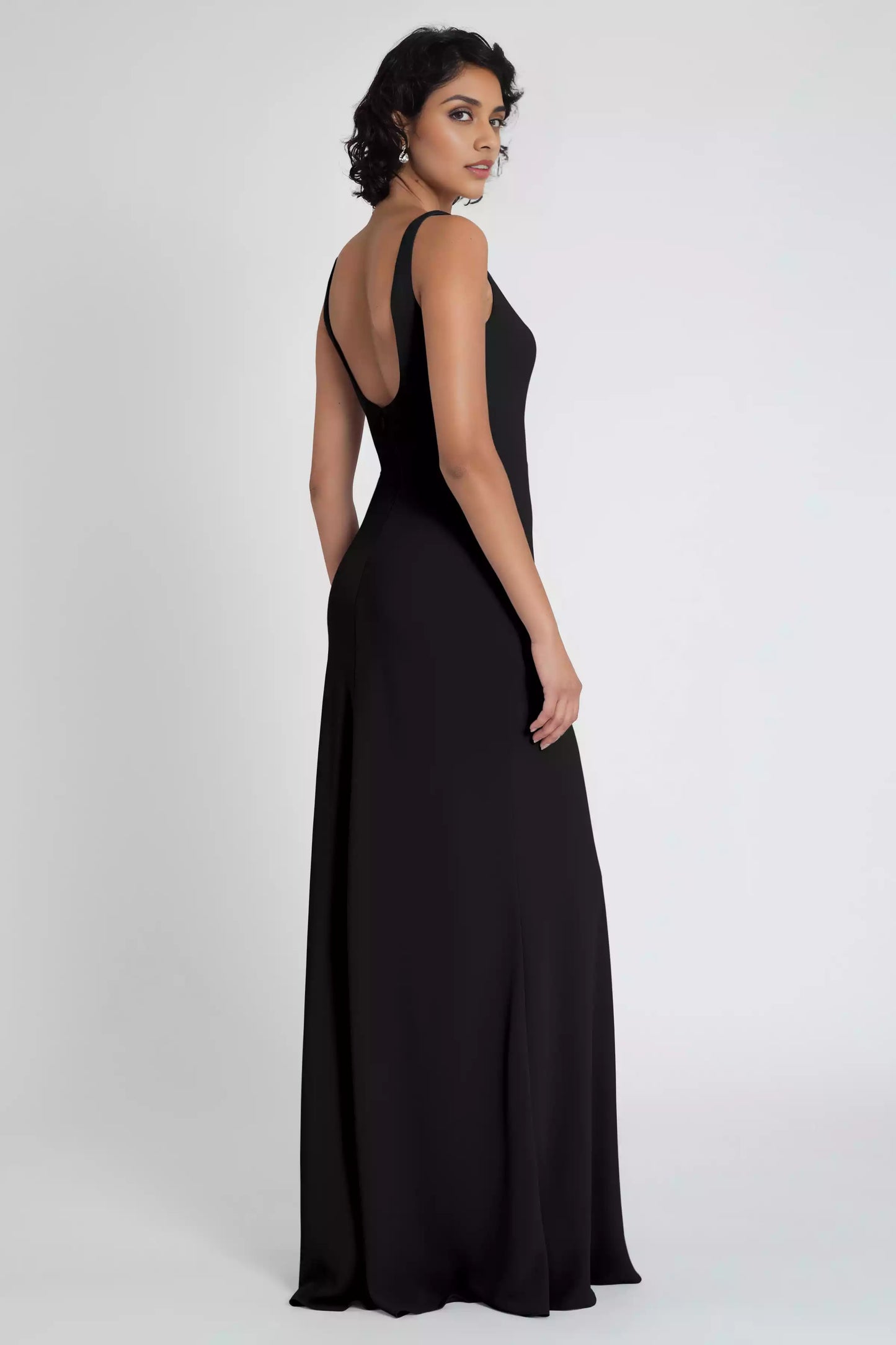 Stunning and fashionable square neckline with wide shoulder straps and slanted skirt hem showcasing graceful curves Bridesmaid Dresses