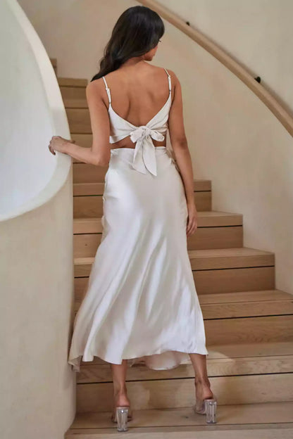 Stunning appearance with adjustable front slit and satin strap, front slit and side zipper Bridesmaid Dresses