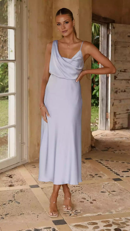 Stunning asymmetrical neckline with hidden zipper and button closure, showcasing your unique charm Prom Dresses