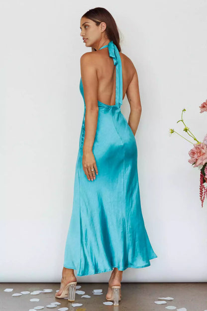 Stunning backless lining with a hanging neck back and zipper for an unforgettable look Bridesmaid Dresses