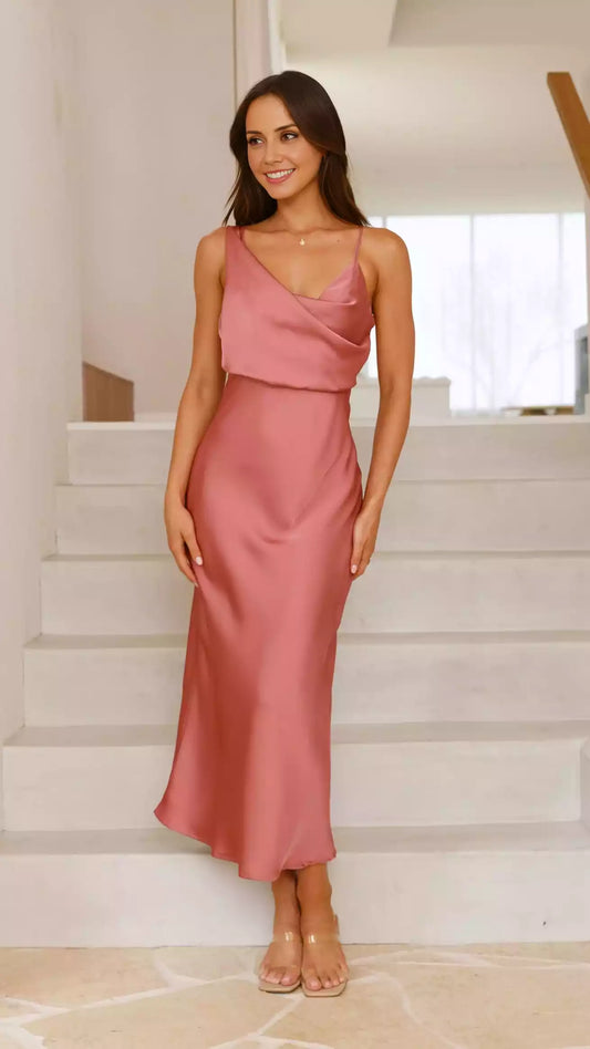 Stunning classic asymmetrical neckline with hidden zipper button closure and Prom Dresses