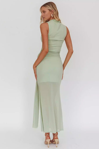 Stunning close fitting adjustable waistband with mesh coverage and side zipper Prom Dresses