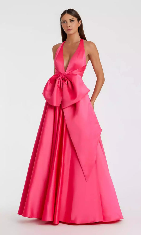 Stunning deep V-neck camisole, slim shoulder straps, flowing skirt, A-line silhouette, ideal choice Prom Dresses