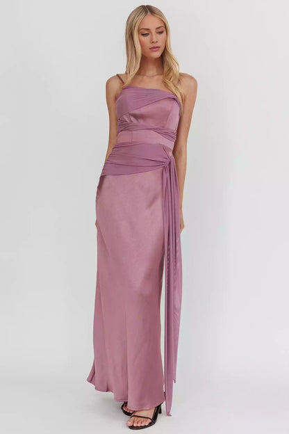 Stunning lining mesh details with knots at the waist and zippers at the back Bridesmaid Dresses