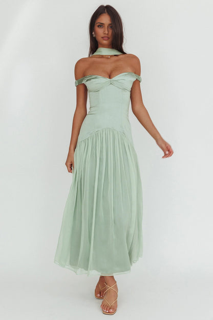 Stunning off shoulder, low waist, back zipper bridesmaid dress