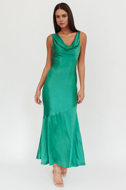 Stunning pendant style scarf collar, pendant back, diagonally cut fabric bridesmaid dress