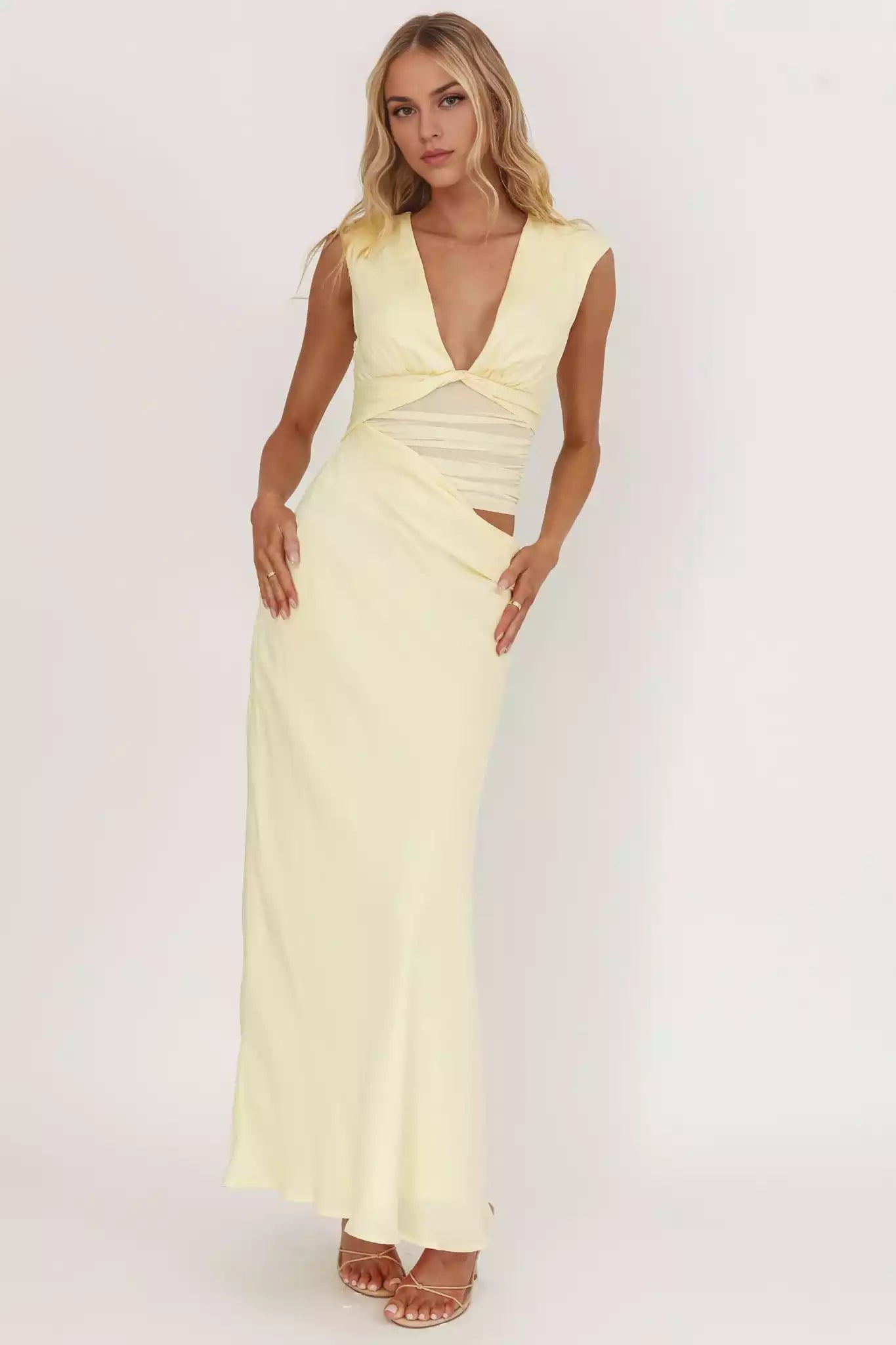 Stunning perspective hollow waist satin side zipper hollow details Bridesmaid Dresses
