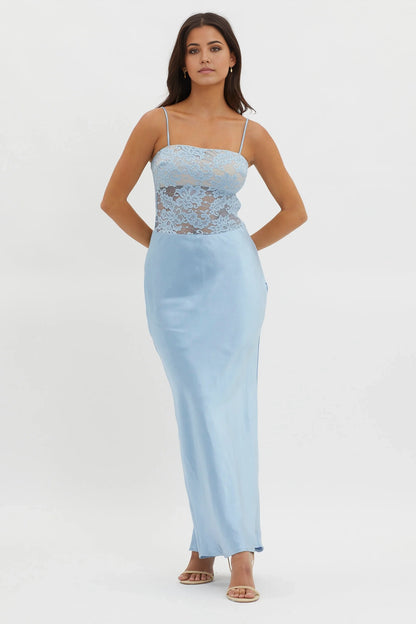 Stunning satin camisole vest, lace corset, side zipper bridesmaid dress