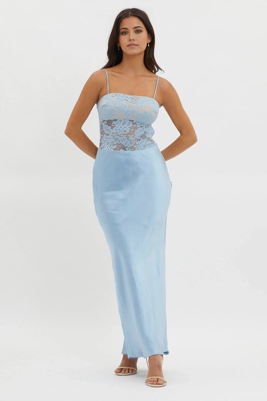 Stunning satin camisole vest, lace corset, side zipper bridesmaid dress