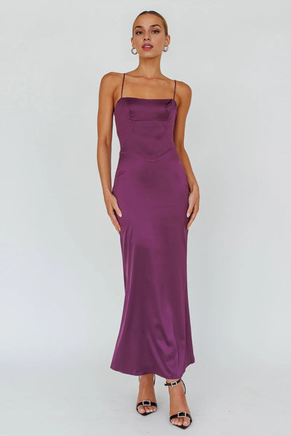 Stunning satin semi lined adjustable shoulder straps, back strap, side zipper bridesmaid dress