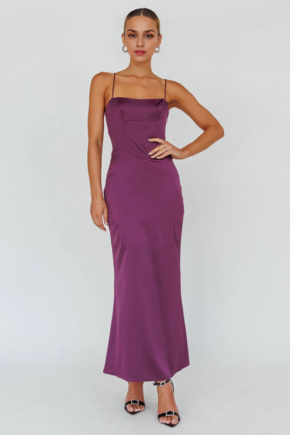 Stunning satin semi lined adjustable shoulder straps, back strap, side zipper bridesmaid dress