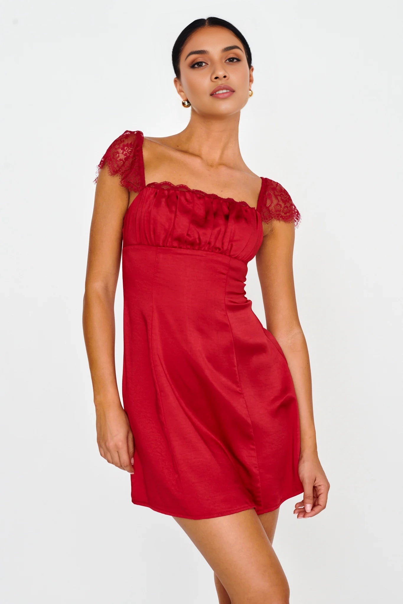 Stunning satin square neckline, pleated chest, fully lined back, invisible zipper, Homecoming Dresses