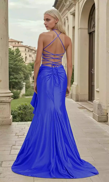 Stunning slim fit V-neck tight corset with adjustable straps, ruffled edges and side slits, adding a touch of classic elegance to Prom Dresses