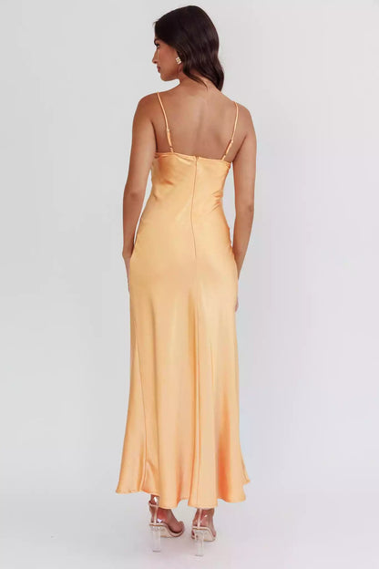 Stunning ultra long adjustable thin shoulder strap with hidden zipper on the back, unlined Bridesmaid Dresses