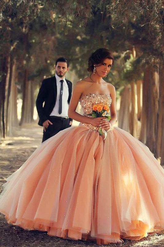Sweetheart Ball Dress Wedding Dress Bead Decoration Thin Gauze Sleeveless Dress