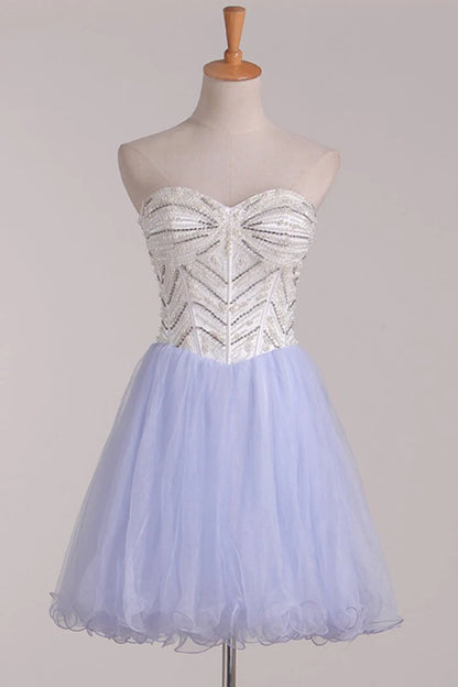 Sweet Beaded Tight Back to School Ball Party Dress A-Line sheer short/mini