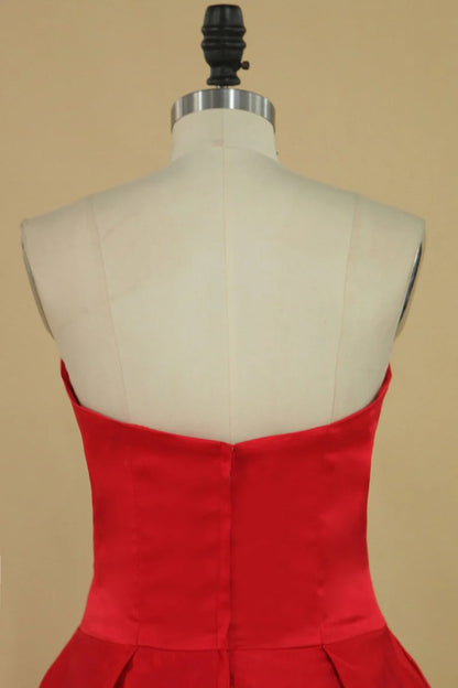 Sweet Red Dress A-line Satin Short Style Mini