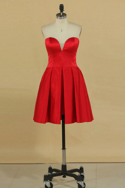 Sweet Red Dress A-line Satin Short Style Mini
