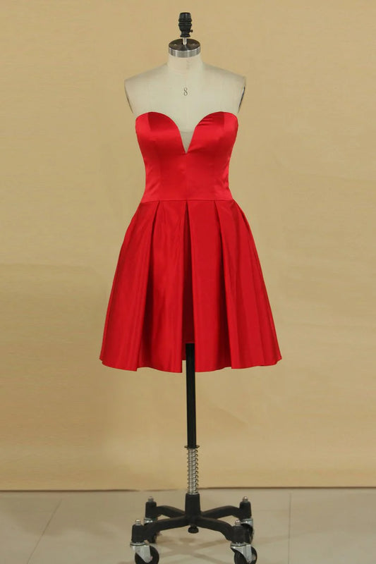 Sweet Red Dress A-line Satin Short Style Mini