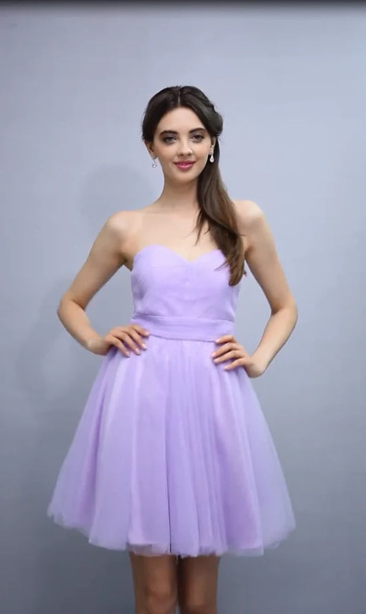 Elegant and sweet short mini bridesmaid costume