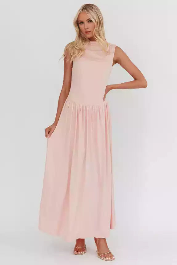 The eye-catching high neck sleeveless back hollow design is paired with a zip up Prom Dresses with a lace up back