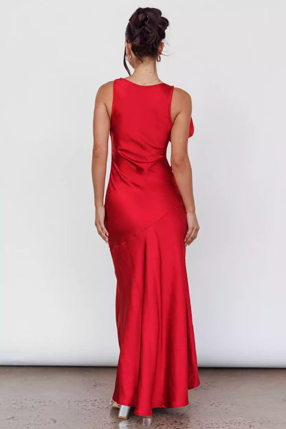 The eye-catching mid length unlined lace up shoulder side slit with zipper on the side Bridesmaid Dresses