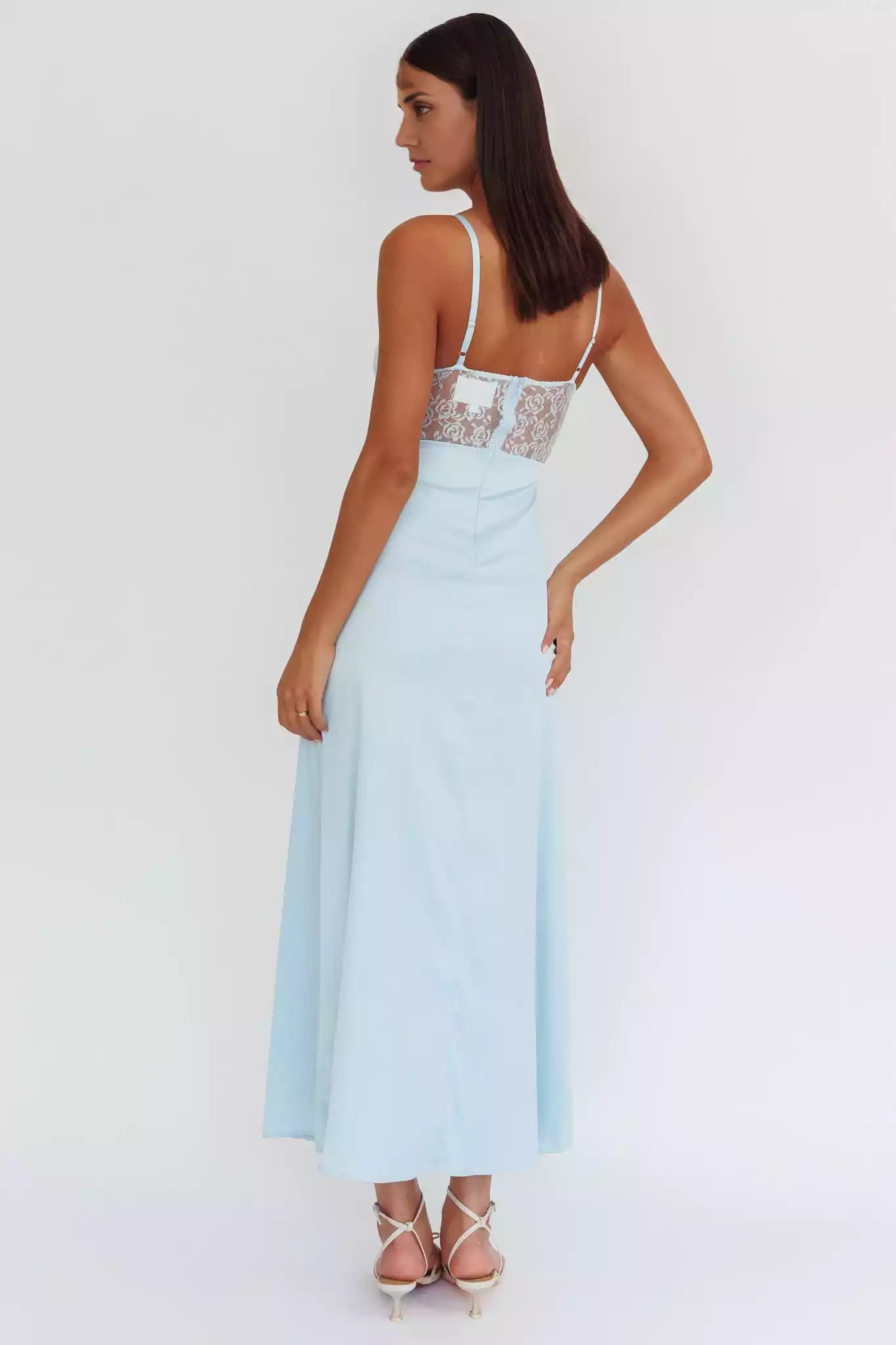 The eye-catching unlined twisted detail lace corset with adjustable shoulder straps and a zipper at the back, Bridesmaid Dresses