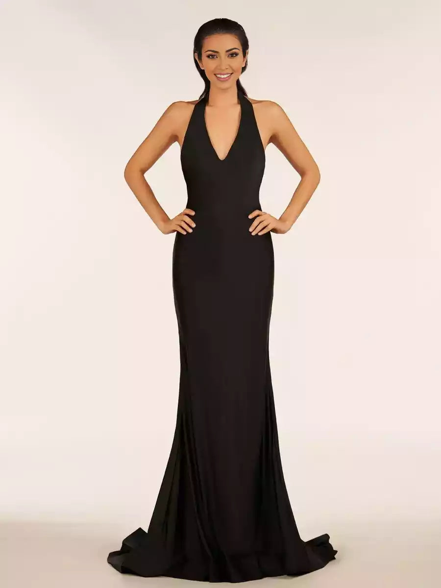 The stunning mermaid knitted backless sleeveless hanging neck collar has become the focus of attention Prom Dresses