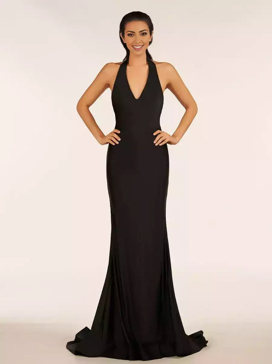 The stunning mermaid knitted backless sleeveless hanging neck collar has become the focus of attention Prom Dresses