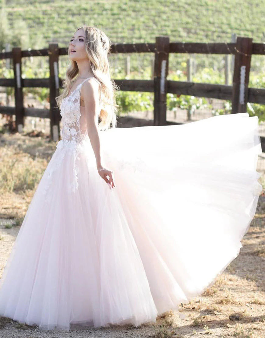 Thin gauze sticker handmade flower V-neck long ball dress