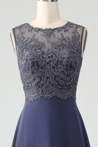 A Line V Neck Cap Sleeves Mother of the Bride Dress With Beading